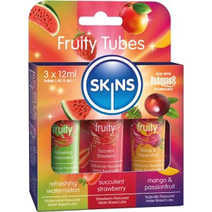 SKINS - ZESTAW LUBRYKANTÓW OWOCOWYCH LUBRYKANTÓW ARBUZ, TRUSKAWKA I MANGO 3 x 12 ML